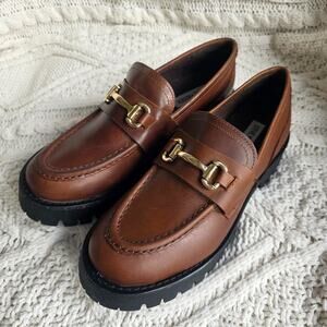 Brown Loafers with Gold Accent